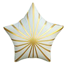 18" Matte White Golden Rays Star Shaped Balloon