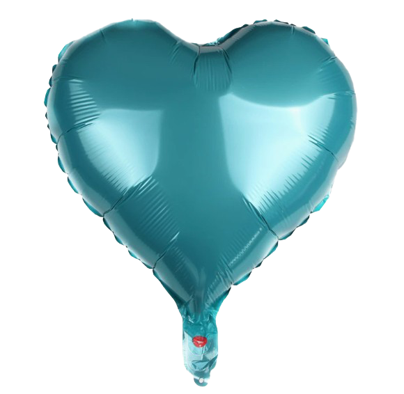 18" Teal/Blue Heart Shaped Foil Balloon image 0