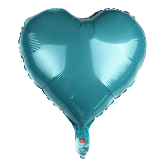 18" Teal/Blue Heart Shaped Foil Balloon image 0