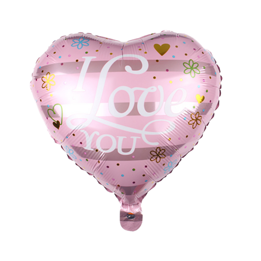 18" Baby Pink w/White Letters 'I Love You' Heart Shaped Balloon image 0