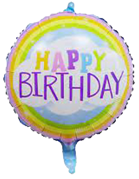18" 'Happy Birthday' Pastel Cloud Balloon image 0