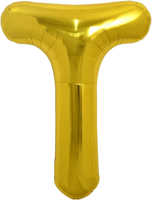 40" Jumbo 'T' Gold Alphabet Foil Balloon image 0
